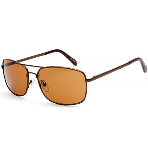 Aviator Classic Fashion Rectangular Flat Top Aviator Sunglasses - Brown - CB18YN2Z87X $7.54