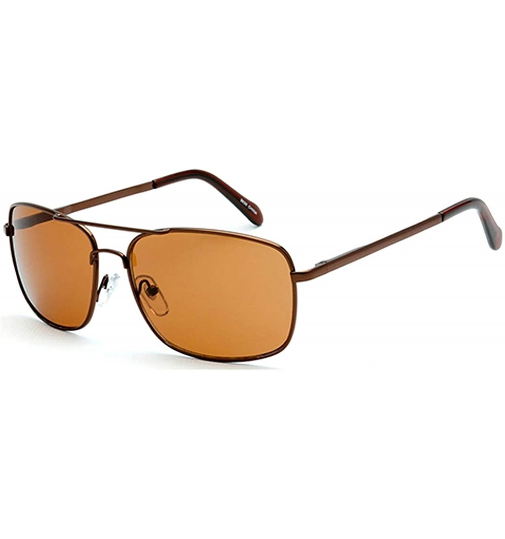Aviator Classic Fashion Rectangular Flat Top Aviator Sunglasses - Brown - CB18YN2Z87X $7.54