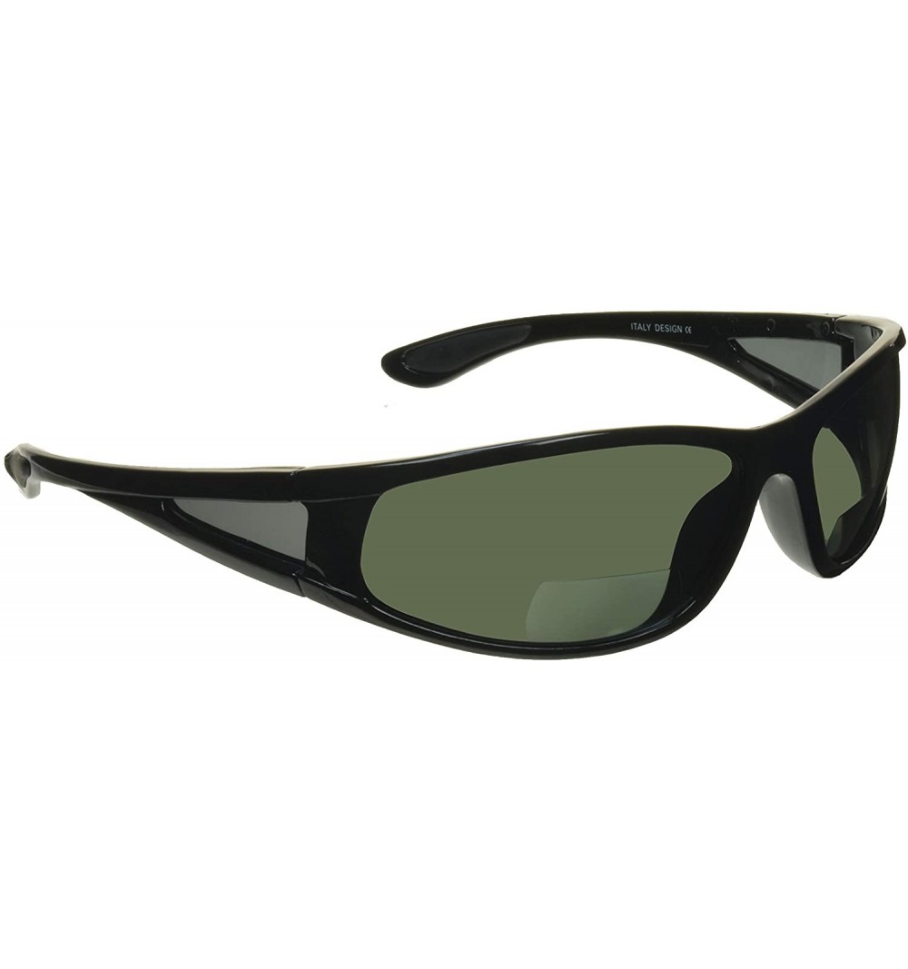 Wrap Polarized Bifocal Sunglasses Wrap Around Side Shield for Men Women. Nearly Invisible Reader Line - CX187YGZRXU $27.36