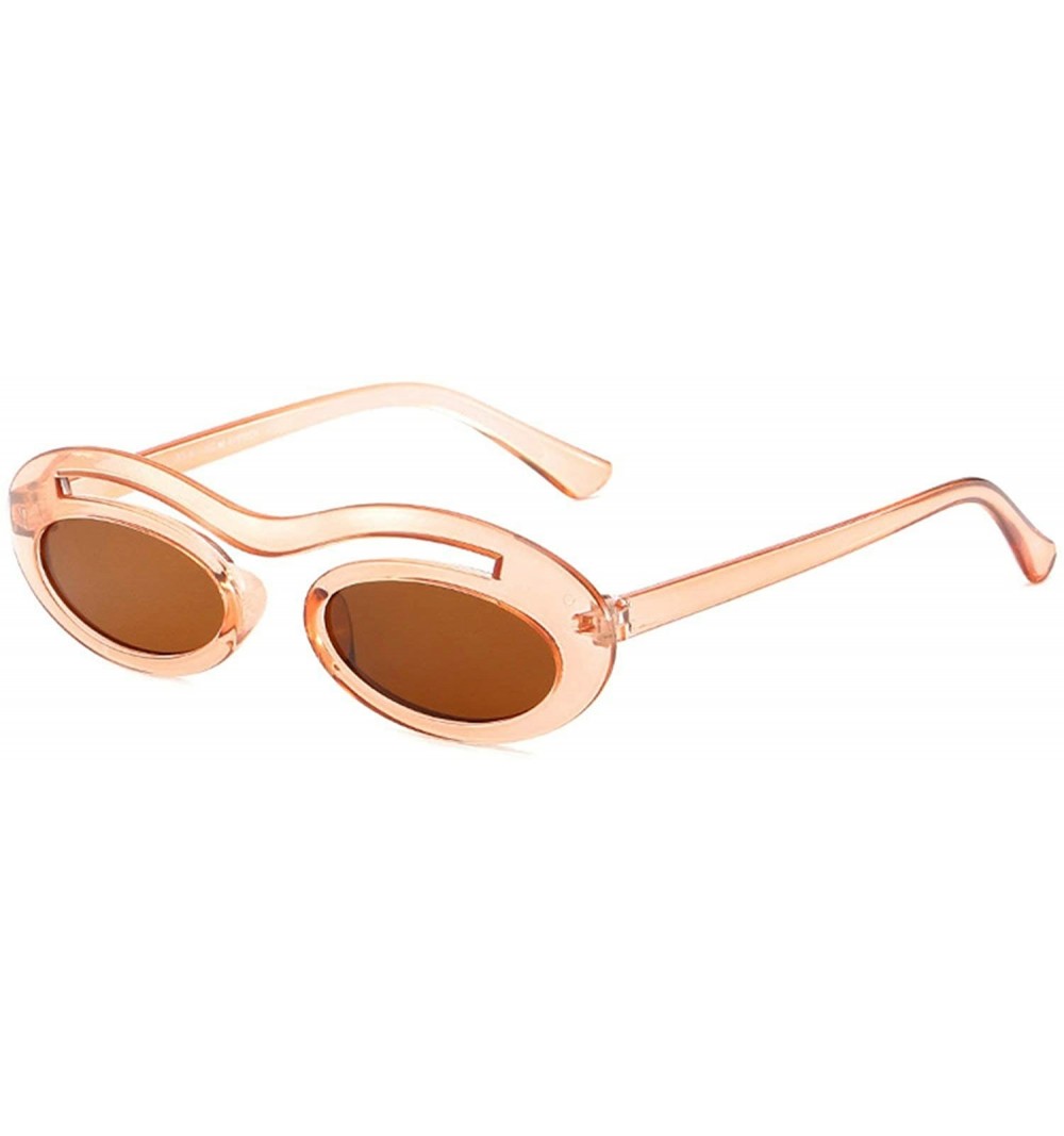 Oval Classic Retro Oval Sunglasses for Unisex PC AC UV 400 Protection Sunglasses - Brown - CZ18SAT4XEN $15.93