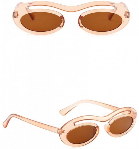 Oval Classic Retro Oval Sunglasses for Unisex PC AC UV 400 Protection Sunglasses - Brown - CZ18SAT4XEN $15.93