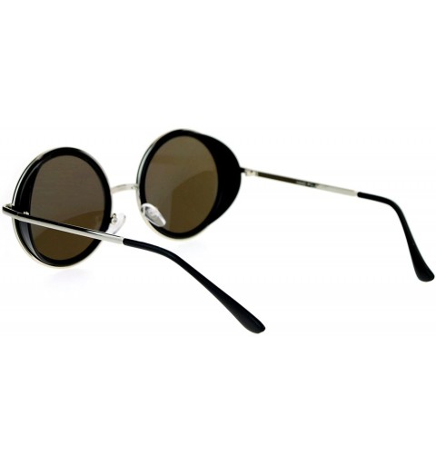 Round Side Cover Sunglasses Round Circle Double Frame Unisex Fashion Shades - Black (Blue Mirror) - C8187926L7X $12.16