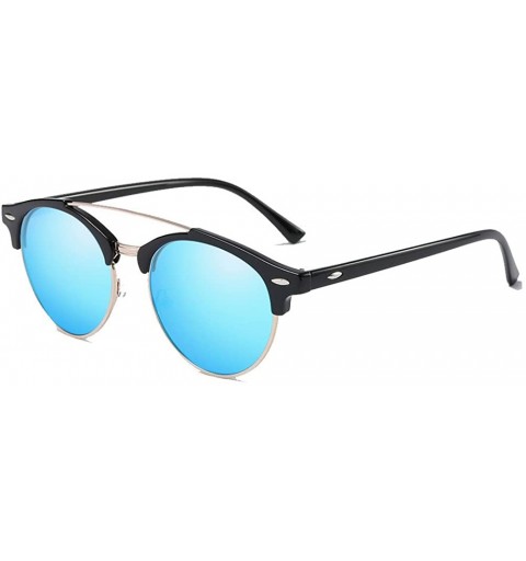 Round Unique round Polarized Sunglasses Men Women Fashion Driving Sunglasses Vintage - Black/Blue - CX18559NRX8 $10.10