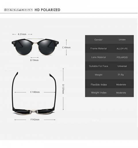 Round Unique round Polarized Sunglasses Men Women Fashion Driving Sunglasses Vintage - Black/Blue - CX18559NRX8 $10.10