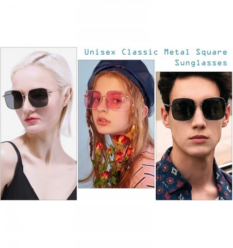 Round Classic Oversized Square Metal Sunglasses Unisex UV Protection HD Lens Shades Sun Glasses - CM198G5329U $14.14
