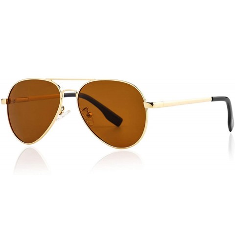 Sport Polarized Small Aviator Sunglasses for Small Face Women Men Juniors - 52mm - Gold/Grey + Gold/Brown - CT19CMHX22Z $26.34