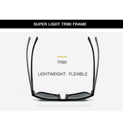 Square Fashion TR90 sunglasses men polarized lenses outdoor riding driving tide sunglasses - Tawny C3 - C51906D9620 $17.88