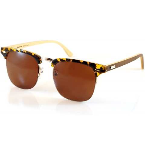 Semi-rimless SemiRimless Horn Rimmed Real Bamboo Wood Horn Rimmed Sunglasses A157 - Tortoise/ Brown - C918CQOG8H0 $16.31