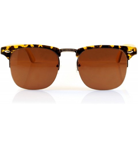 Semi-rimless SemiRimless Horn Rimmed Real Bamboo Wood Horn Rimmed Sunglasses A157 - Tortoise/ Brown - C918CQOG8H0 $16.31