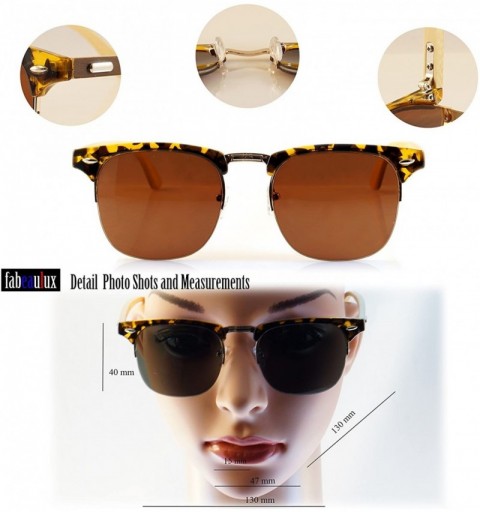 Semi-rimless SemiRimless Horn Rimmed Real Bamboo Wood Horn Rimmed Sunglasses A157 - Tortoise/ Brown - C918CQOG8H0 $16.31