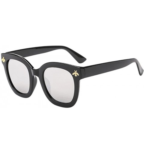 Oval Sunglasses Plastic Polarized Goggles Glasses Eyewear - Sliver - CO18QQOXZXQ $21.17