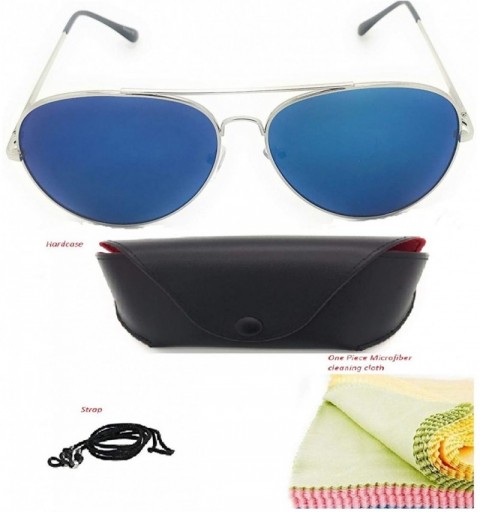 Aviator Oversized Classic Aviator Shaped Sunglasses0 UV Lightweight Style for Men Women - Blue Mirror - CH18U5MYEME $16.19