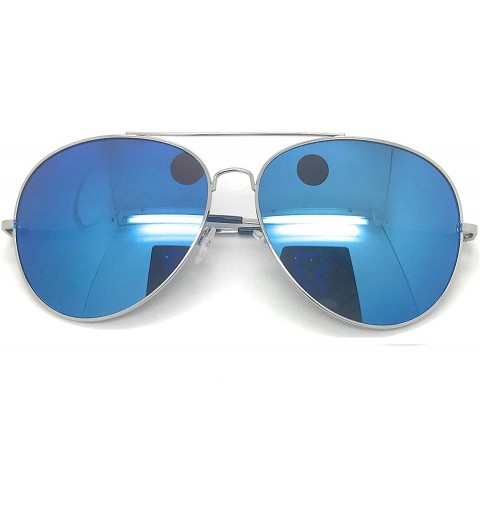 Aviator Oversized Classic Aviator Shaped Sunglasses0 UV Lightweight Style for Men Women - Blue Mirror - CH18U5MYEME $16.19