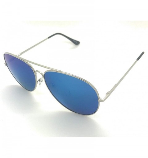 Aviator Oversized Classic Aviator Shaped Sunglasses0 UV Lightweight Style for Men Women - Blue Mirror - CH18U5MYEME $16.19