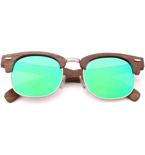 Square Unisex Men's Women's Bamboo Wood Retro Sunglasses with Polarized Lenses. - Green - C318WMN3XZM $55.28
