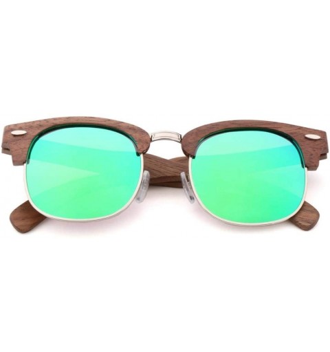 Square Unisex Men's Women's Bamboo Wood Retro Sunglasses with Polarized Lenses. - Green - C318WMN3XZM $55.28