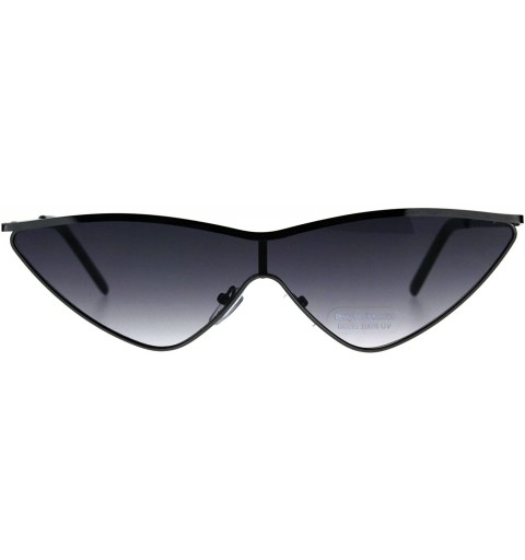 Shield Womens Goth Shield Narrow Cat Eye Metal Rim Flat Top Sunglasses - Gunmetal Smoke - CU18D5R9W8Y $26.76