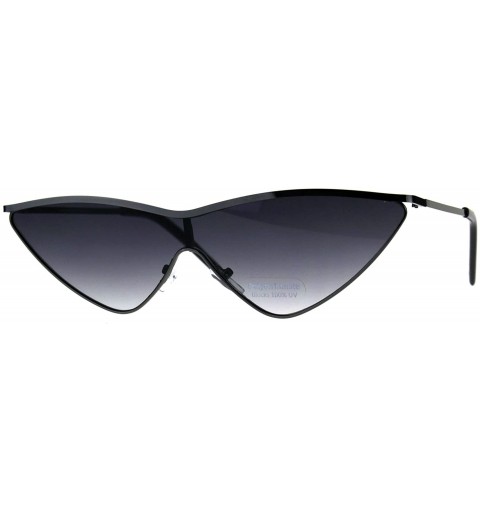 Shield Womens Goth Shield Narrow Cat Eye Metal Rim Flat Top Sunglasses - Gunmetal Smoke - CU18D5R9W8Y $11.79
