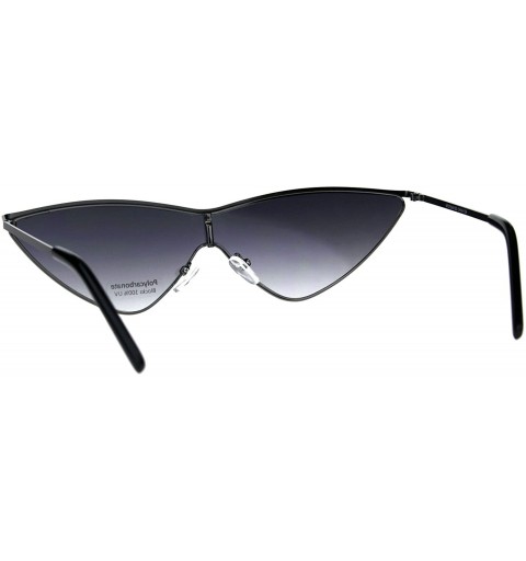 Shield Womens Goth Shield Narrow Cat Eye Metal Rim Flat Top Sunglasses - Gunmetal Smoke - CU18D5R9W8Y $11.79