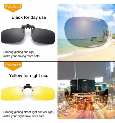 Square Polarized Clip-on Sunglasses Anti-Glare Driving Glasses for Prescription Glasses - Brown ＆ Green - CC18TAOKOOG $15.75
