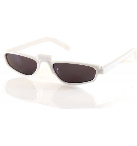 Cat Eye Extreme Wide Slim Raised Bridge Rectangular Cat-Eye Sunglasses A136 - White/ Black Sd - C218C8GI5IH $11.34
