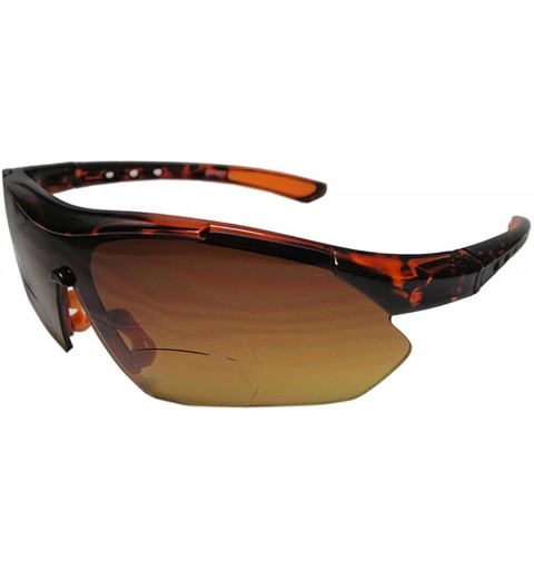 Sport Fashion Bifocal Sunglasses Wrap Around Sports Design Anti Glare Coating - Tort Orange W/ Amber Lens - CY17YGIC6DS $10.02
