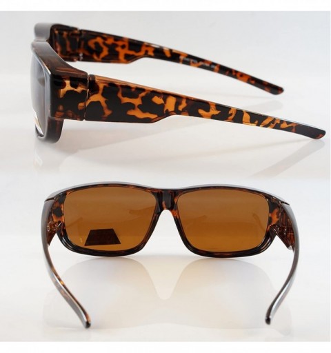 Wrap Unisex Large Polarized Fit Over Glasses Rectangular Sunglasses P017 - Glossy Tortoise - CE18EXSN3S0 $16.15