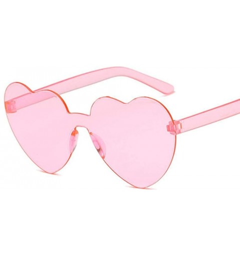 Oversized New Fashion Cute Sexy Retro Love Heart Rimless Sunglasses Women Luxury Rose Red - Pink - CY18Y4S962H $18.81