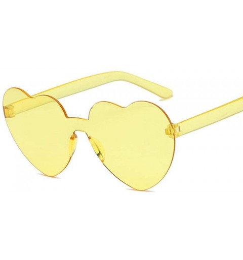 Oversized New Fashion Cute Sexy Retro Love Heart Rimless Sunglasses Women Luxury Rose Red - Pink - CY18Y4S962H $10.22