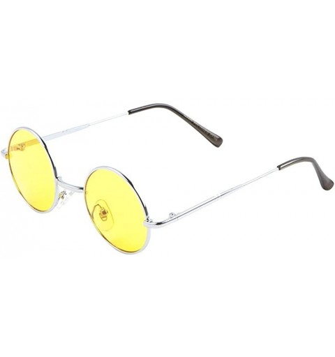 Round Men Women Round Sunglasses Oversized Flat Color Lens Crystal Colorful Frame Fashion Shades - (Yellow) - CO185W25N57 $6.91