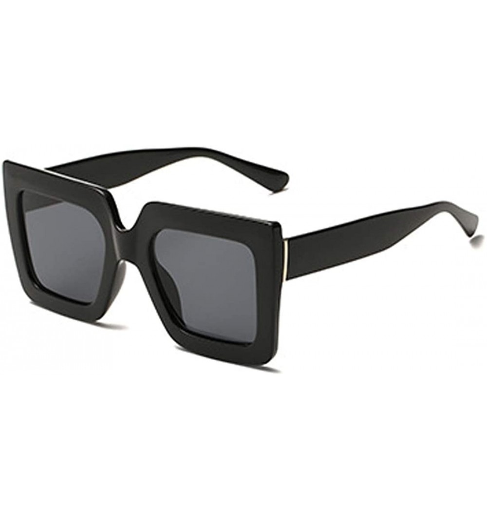 Square Men and women Sunglasses Two-tone Big box sunglasses Retro glasses - Black - CI18LL99WGY $21.50