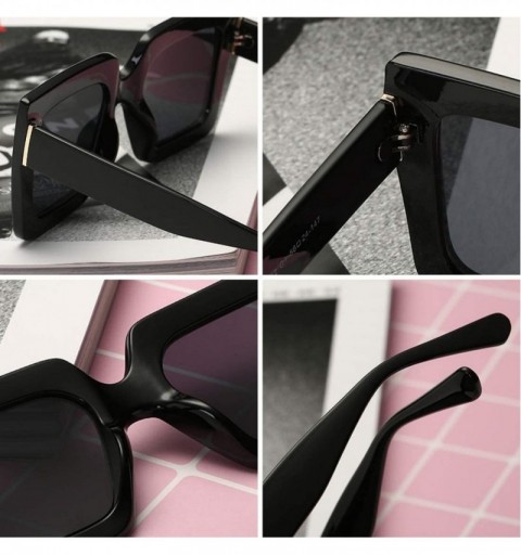 Square Men and women Sunglasses Two-tone Big box sunglasses Retro glasses - Black - CI18LL99WGY $8.25