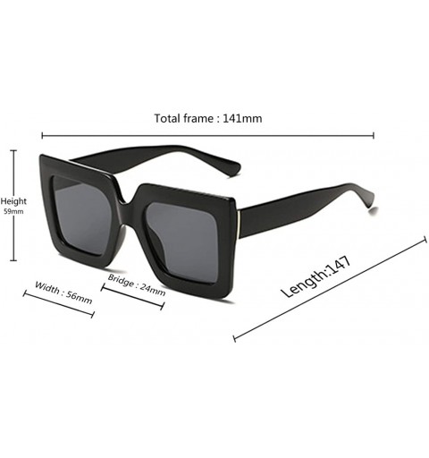 Square Men and women Sunglasses Two-tone Big box sunglasses Retro glasses - Black - CI18LL99WGY $21.50