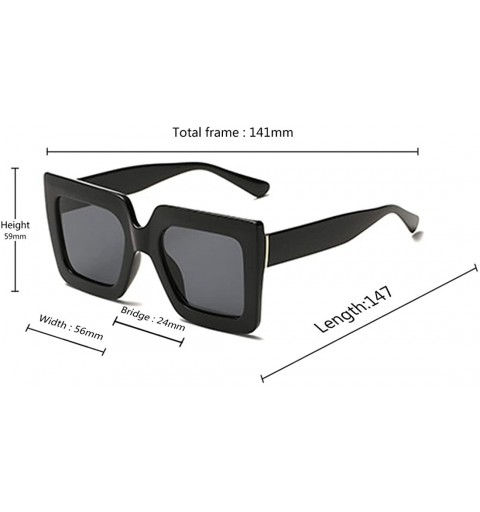 Square Men and women Sunglasses Two-tone Big box sunglasses Retro glasses - Black - CI18LL99WGY $8.25