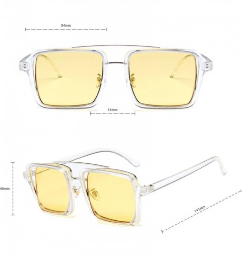 Oversized Retro Square Oversized Sunglasses Unisex Double Frame Glasses - Transparent/Yellow - CE18NZARUR3 $10.31