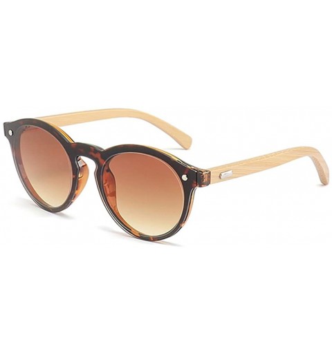 Round One Piece Lens Sunglasses Men Bamboo Mirror Round Sun Glasses Women Unisex - Leopard - CR18IIU0LWU $12.99