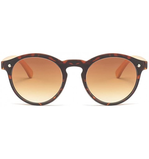 Round One Piece Lens Sunglasses Men Bamboo Mirror Round Sun Glasses Women Unisex - Leopard - CR18IIU0LWU $12.99