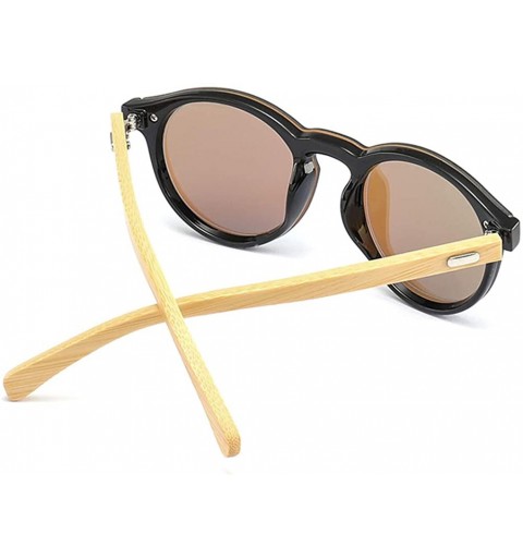 Round One Piece Lens Sunglasses Men Bamboo Mirror Round Sun Glasses Women Unisex - Leopard - CR18IIU0LWU $12.99
