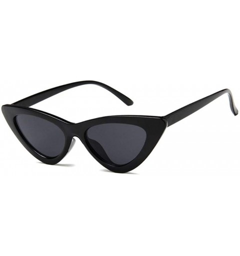 Cat Eye Women Fashion Triangle Cat Eye Sunglasses with Case UV400 Protection Beach - Black Frame/Grey Lens - CI18WTAWYNQ $15.35