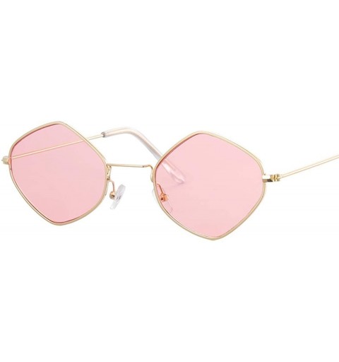 Aviator Red Retro Sunglasses Women Small Frame Polygon Luxury Brand Designer Blue Clear Lens Sun Glasses Female - CY198ZTL0HX...