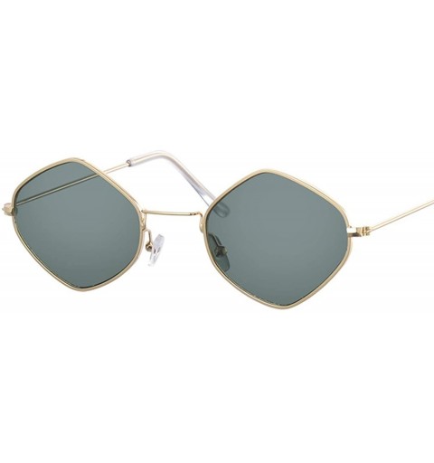 Aviator Red Retro Sunglasses Women Small Frame Polygon Luxury Brand Designer Blue Clear Lens Sun Glasses Female - CY198ZTL0HX...