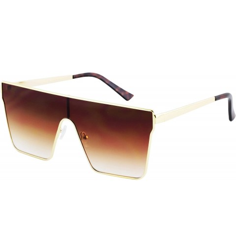 Square Vintage Oversized Sunglasses Gradient Protection - Brown - CY18X68XTO6 $9.22