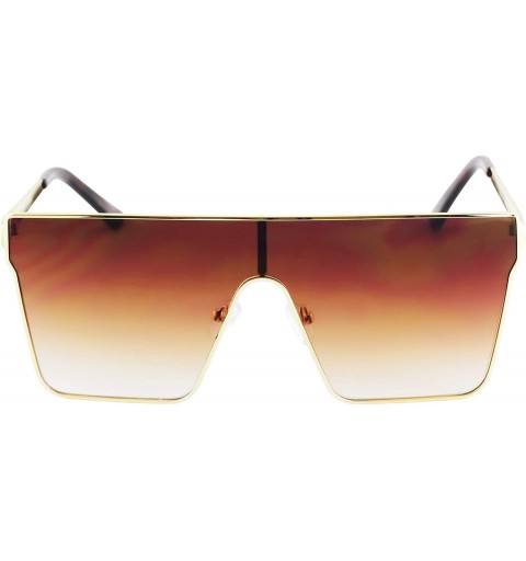 Square Vintage Oversized Sunglasses Gradient Protection - Brown - CY18X68XTO6 $9.22