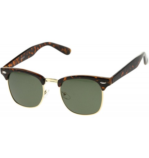 Wayfarer Half Frame Semi-Rimless Horn Rimmed Sunglasses - Tortoise-gold / Green - C311EV5BKV5 $11.96
