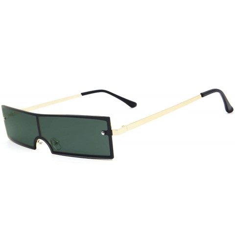 Square Women's Fashion Rectangular Sunglasses UV 400 Proctection - Golden Frame Dark Green Lens - CT18S7HNNN6 $9.19