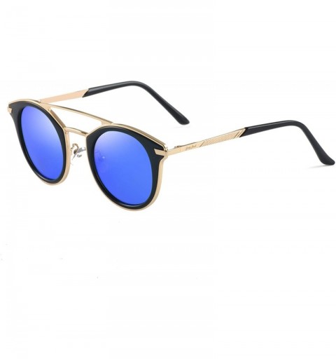 Round Vintage Polarized Sunglasses Round UV Protection for Men Women - Blue - CB18W8T65AZ $18.78