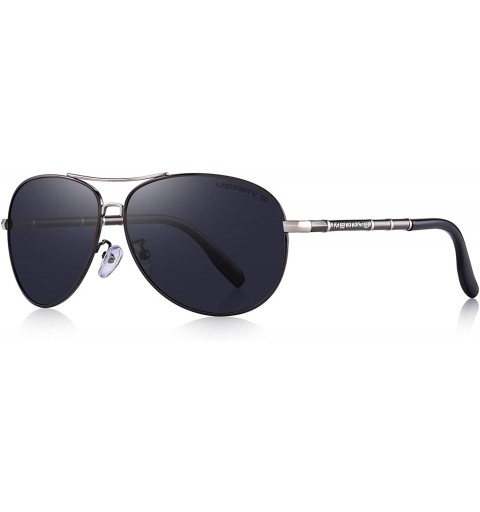 Aviator Premium Fashion Style Mens Classic pilot Sunglasses Polarized 100% UV protection sun glasses for men S8766 - Gray - C...
