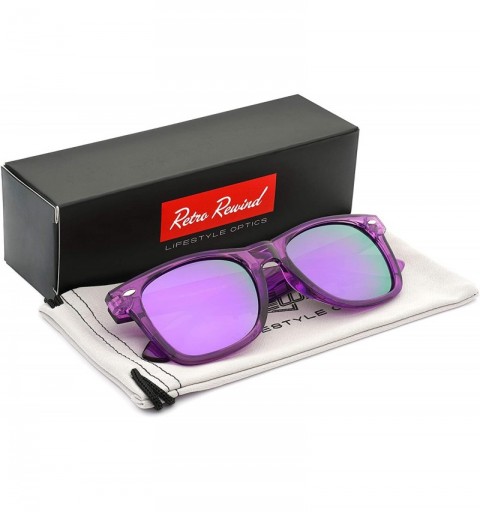 Sport Retro 80's Fashion Sunglasses - Colorful Neon Translucent Frame - Mirrored Lens - CI1965665O5 $22.51