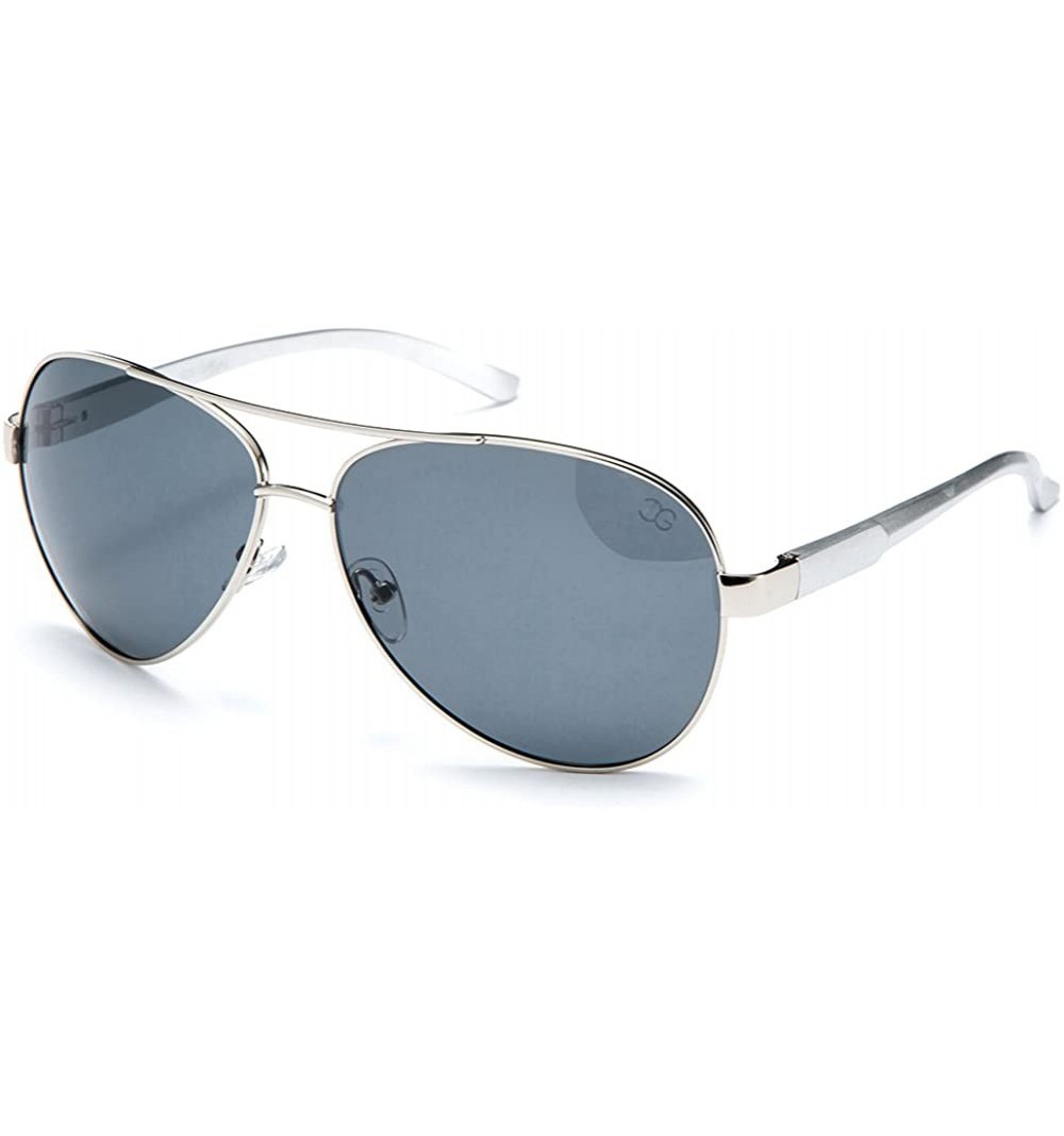 Aviator Unisex Premium Brushed Aluminum Aviator Polarized Lenses - Silver - CR11WYXRZ4R $29.62