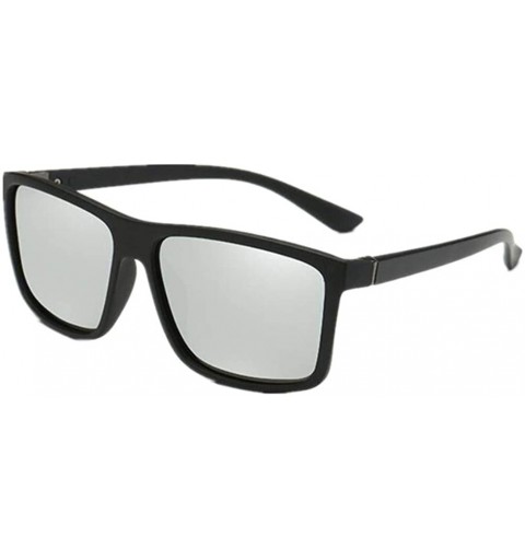 Rectangular Mens Vintage Rectangle Polarized Sunglass Women Driving Anti-UV Glasses Eyewear - Silver - CV18HDZ4CKL $9.80